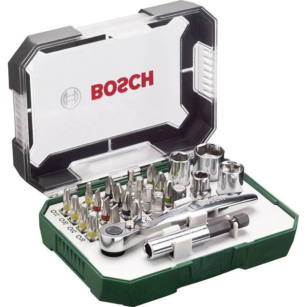 Набор бит с трещеткой и угловой отверткой BOSCH, 27шт, фото  | SNABZHENIE.com.ua