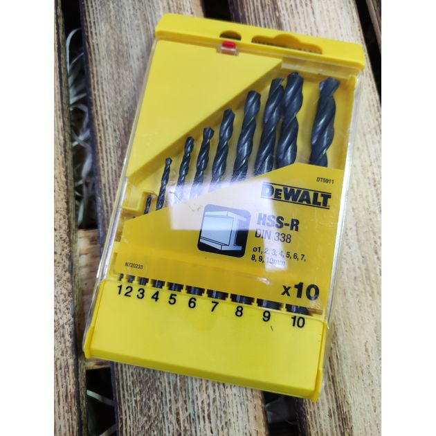 Набір свердл по металу 10 шт. 1 - 10 мм в пластиковій касеті HSS-R DeWALT (DT5911), фото , зображення 5 | SNABZHENIE.com.ua