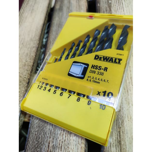 Набір свердл по металу 10 шт. 1 - 10 мм в пластиковій касеті HSS-R DeWALT (DT5911), фото , зображення 6 | SNABZHENIE.com.ua