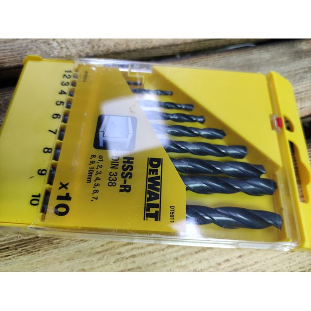 Набір свердл по металу 10 шт. 1 - 10 мм в пластиковій касеті HSS-R DeWALT (DT5911), фото , зображення 3 | SNABZHENIE.com.ua