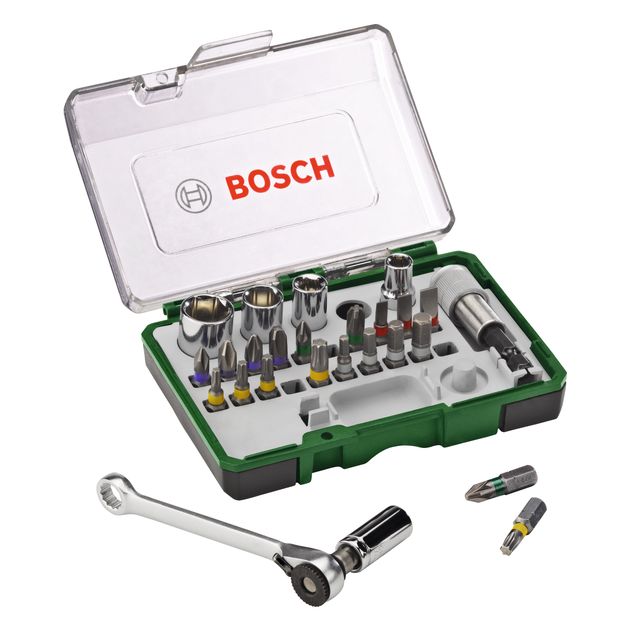 Набор бит и головок с ключом-трещоткой, 27 предметов, BOSCH, фото  | SNABZHENIE.com.ua