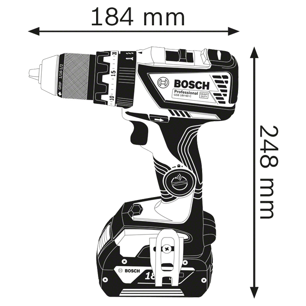 Дрель-шуруповерт ударная Li-Ion 18 В BOSCH GSB 18V-60 C, фото , изображение 5 | SNABZHENIE.com.ua