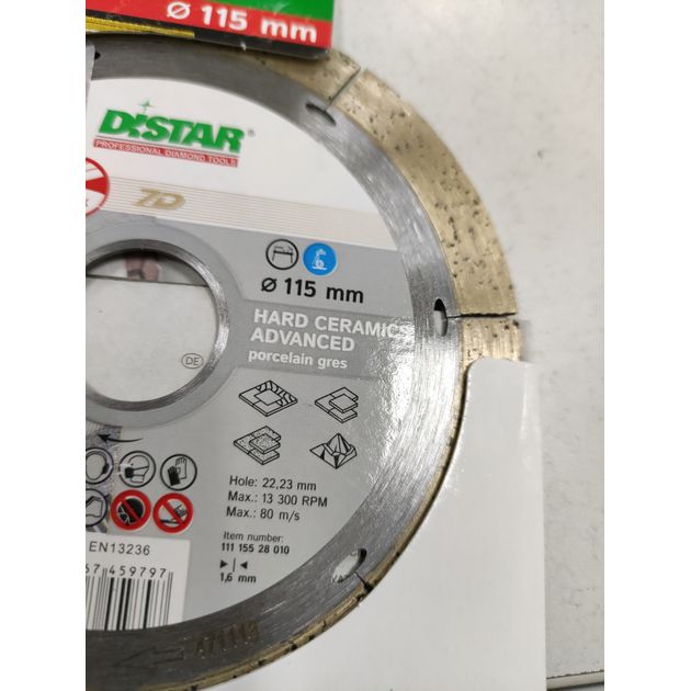 Алмазний диск DISTAR 115 x 1,6/1,2 x 10 x 22,23 для твердих керамічних матеріалів Advanced (11115528010), фото , зображення 19 | SNABZHENIE.com.ua Алмазний диск DISTAR 115 x 1,6/1,2 x 10 x 22,23 для твердих керамічних матеріалів Advanced (11115528010), фото , зображення 19 | SNABZHENIE.com.ua