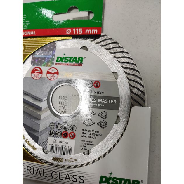 Диск алмазний DISTAR 115 x 1,4/1,0 x 10 x 22,23 Gres Master (11115160009), фото , зображення 9 | SNABZHENIE.com.ua Диск алмазний DISTAR 115 x 1,4/1,0 x 10 x 22,23 Gres Master (11115160009), фото , зображення 9 | SNABZHENIE.com.ua