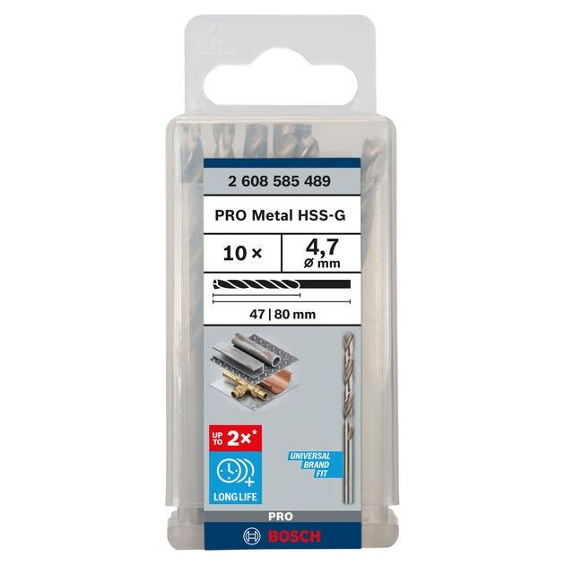 Сверла по металлу 10 шт. HSS-G 4.7 мм BOSCH (2608585489), фото  | SNABZHENIE.com.ua
