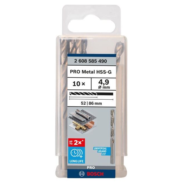 Сверла по металлу 10 шт. HSS-G 4.9 мм BOSCH (2608585490), фото  | SNABZHENIE.com.ua