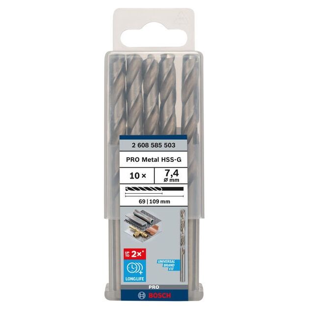 Сверла по металлу 10 шт. HSS-G 7.4 мм BOSCH (2608585503), фото  | SNABZHENIE.com.ua