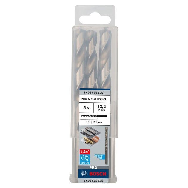 Сверла по металлу 5 шт. HSS-G 12.2 мм BOSCH (2608585539), фото  | SNABZHENIE.com.ua