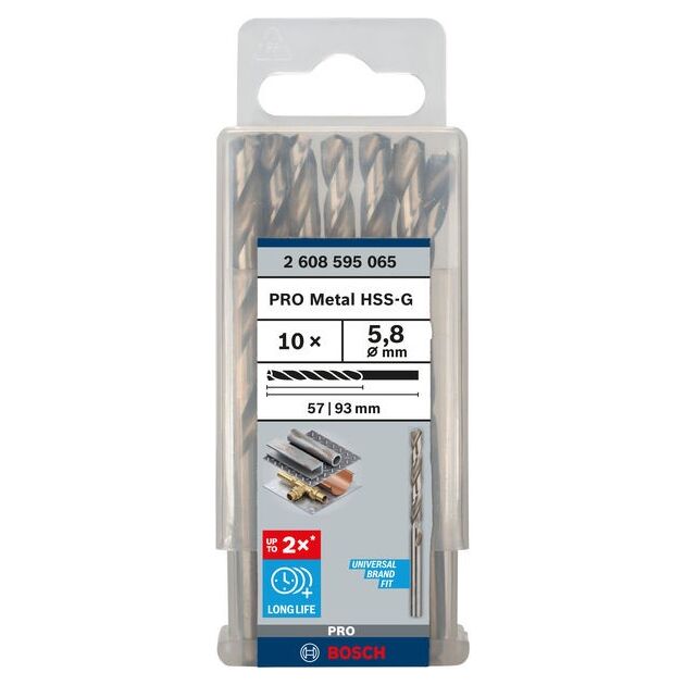 Сверла по металлу 10 шт. HSS-G 5.8 мм BOSCH (2608595065), фото  | SNABZHENIE.com.ua