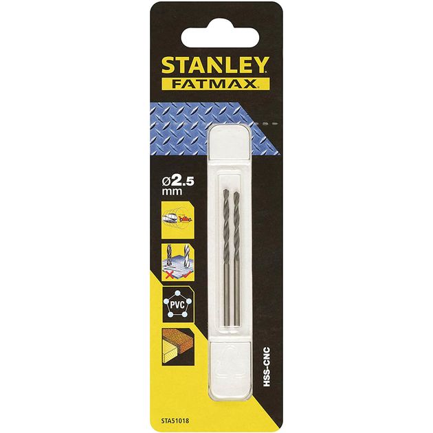 Свердло по металлу HSS-CNC d=2,5 мм, L=57 x 30 мм, STANLEY STA51018, фото  | SNABZHENIE.com.ua