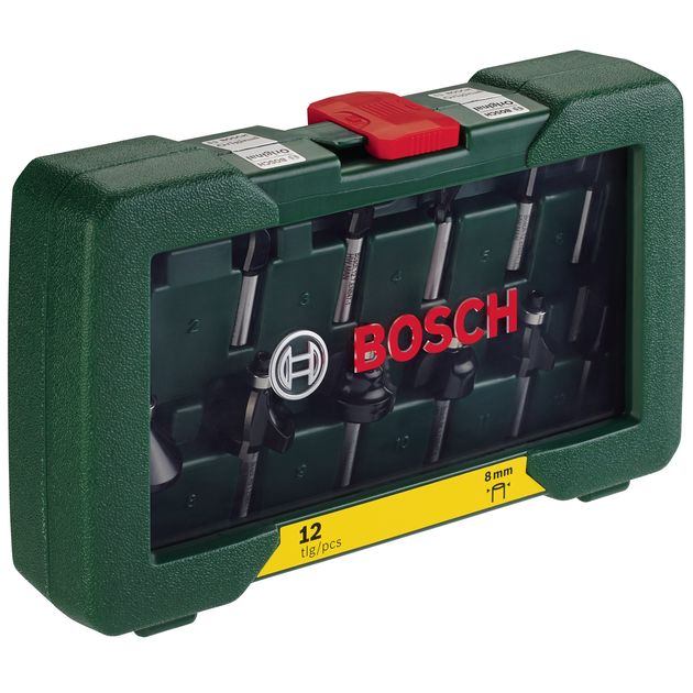 Фрезы НМ 12 шт., хвостовик 8 мм BOSCH (2607019466), фото , изображение 2 | SNABZHENIE.com.ua Фрезы НМ 12 шт., хвостовик 8 мм BOSCH (2607019466), фото , изображение 2 | SNABZHENIE.com.ua