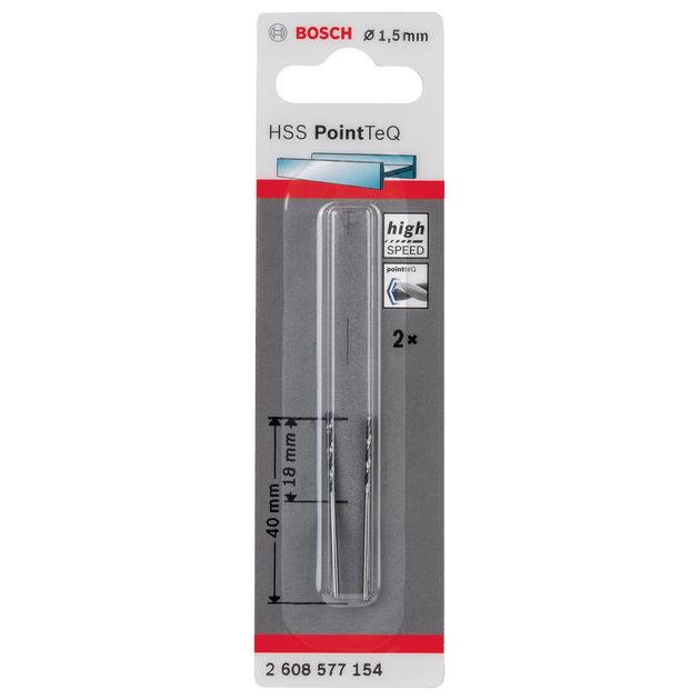 Сверло спиральное 1,5 мм по металлу HSS PointTeQ BOSCH 2608577154, фото , изображение 3 | SNABZHENIE.com.ua Сверло спиральное 1,5 мм по металлу HSS PointTeQ BOSCH 2608577154, фото , изображение 3 | SNABZHENIE.com.ua