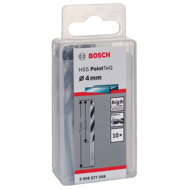 Спиральное сверло 4,0 мм по металлу, HSS PointTeQ, 10 шт. BOSCH, фото , изображение 4 | SNABZHENIE.com.ua Спиральное сверло 4,0 мм по металлу, HSS PointTeQ, 10 шт. BOSCH, фото , изображение 4 | SNABZHENIE.com.ua