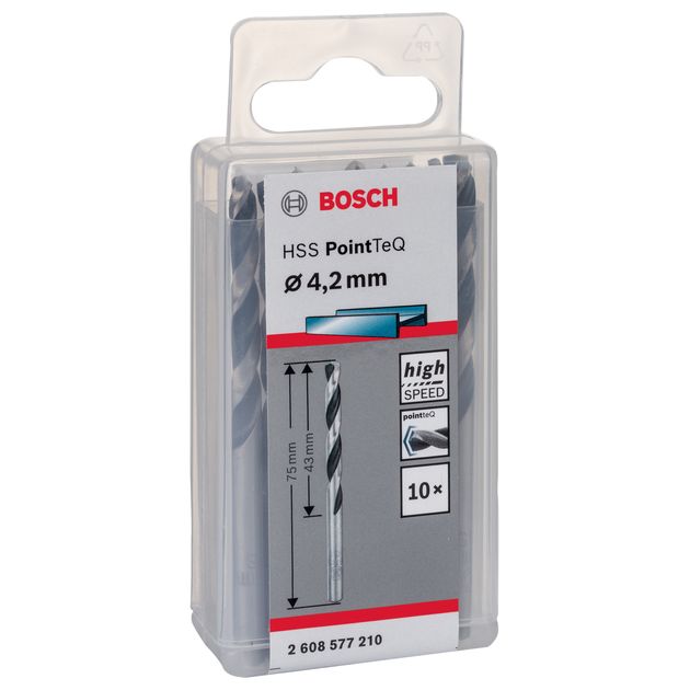 Сверло спиральное 4,2 мм по металлу HSS PointTeQ, 10 шт., BOSCH, фото , изображение 4 | SNABZHENIE.com.ua Сверло спиральное 4,2 мм по металлу HSS PointTeQ, 10 шт., BOSCH, фото , изображение 4 | SNABZHENIE.com.ua