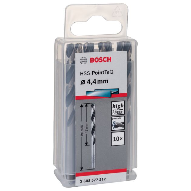 Сверла по металлу 10 шт. HSS PointTeQ 4.4 мм BOSCH (2608577212), фото , зображення 2 | SNABZHENIE.com.ua