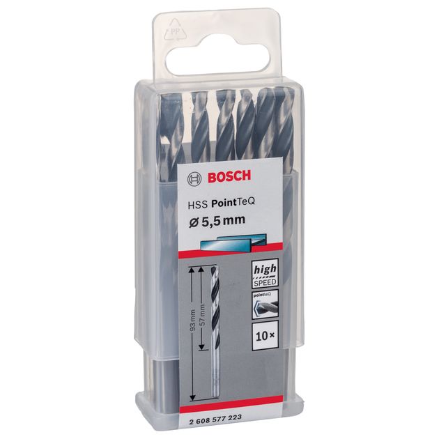 Сверло спиральное 5,5 мм по металлу HSS PointTeQ, 10 шт. BOSCH, фото , изображение 4 | SNABZHENIE.com.ua