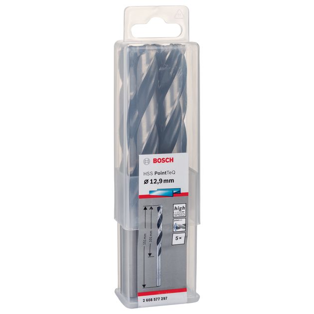 Сверла по металлу HSS PointTeQ 12.9 мм 5 шт. BOSCH (2608577297), фото , изображение 3 | SNABZHENIE.com.ua