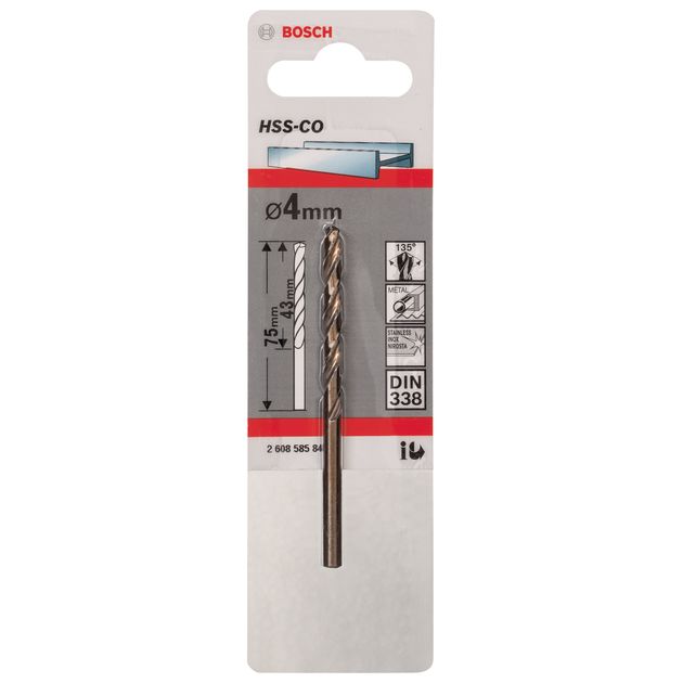 Сверло по металлу 4 мм HSS-Co 1 шт. BOSCH (2608585846), фото , зображення 6 | SNABZHENIE.com.ua