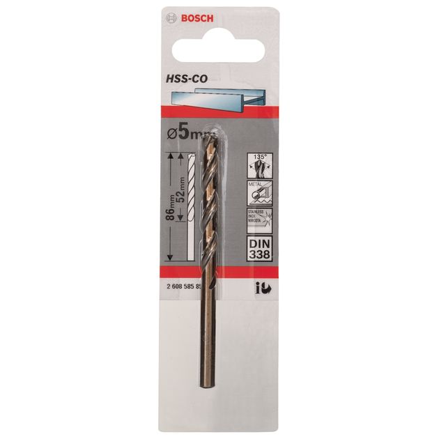 Сверло по металлу 5 мм, HSS-Co, 1 шт., BOSCH (2608585851), фото , изображение 6 | SNABZHENIE.com.ua Сверло по металлу 5 мм, HSS-Co, 1 шт., BOSCH (2608585851), фото , изображение 6 | SNABZHENIE.com.ua
