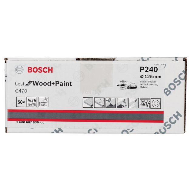 Шліфлист 125 мм K 240, Best for Wood, 50 шт. BOSCH (2608607830), фото , зображення 5 | SNABZHENIE.com.ua