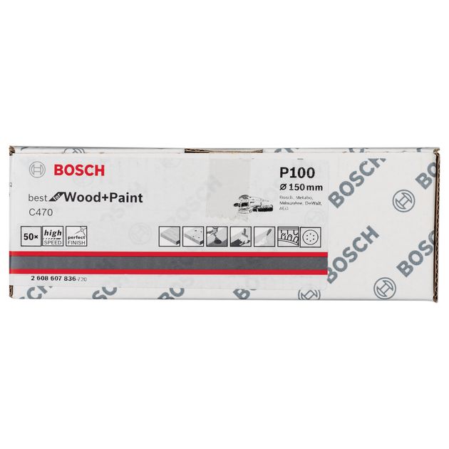Шліфлист 150 мм K 100, Best for Wood, 50 шт. BOSCH (2608607836), фото , зображення 5 | SNABZHENIE.com.ua