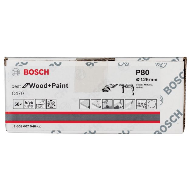 Шліфлист 125 мм K 80, Best for Wood, 50 шт. BOSCH (2608607948), фото , зображення 5 | SNABZHENIE.com.ua