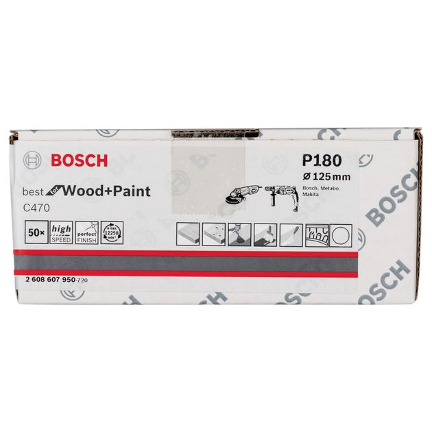 Шліфлист 125 мм K 180, Best for Wood, 50 шт. BOSCH (2608607950), фото , зображення 5 | SNABZHENIE.com.ua