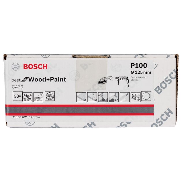 Шлифлист 125 мм C470 K100, Best for Wood+Paint, 50 шт BOSCH, фото , изображение 3 | SNABZHENIE.com.ua
