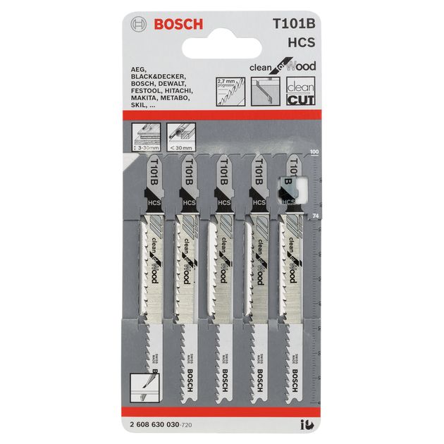Пильное полотно для лобзика Bosch T 101 B Clean for Wood 5 шт, фото , изображение 3 | SNABZHENIE.com.ua Пильное полотно для лобзика Bosch T 101 B Clean for Wood 5 шт, фото , изображение 3 | SNABZHENIE.com.ua
