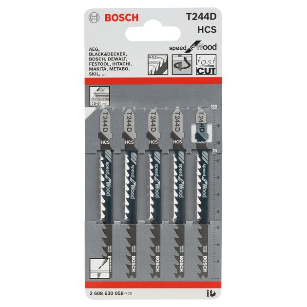 Пильное полотно T 244 D Speed for Wood для лобзика, 5 шт, BOSCH, фото , изображение 3 | SNABZHENIE.com.ua Пильное полотно T 244 D Speed for Wood для лобзика, 5 шт, BOSCH, фото , изображение 3 | SNABZHENIE.com.ua