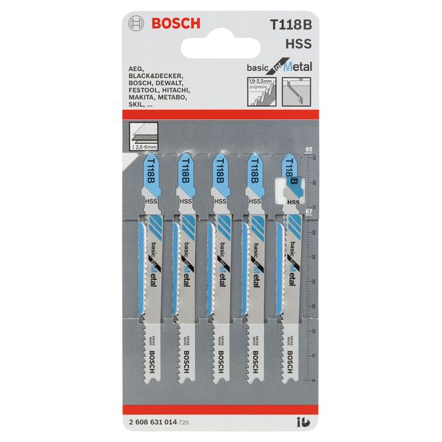 Пильне полотно для лобзика T 118 V Basic for Metal по металлу 5 шт, BOSCH (2608631014), фото , зображення 4 | SNABZHENIE.com.ua Пильне полотно для лобзика T 118 V Basic for Metal по металлу 5 шт, BOSCH (2608631014), фото , зображення 4 | SNABZHENIE.com.ua