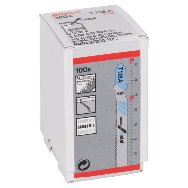 Пильное полотно T 118 A Basic для металла 100 шт, BOSCH (2608631964), фото , изображение 3 | SNABZHENIE.com.ua Пильное полотно T 118 A Basic для металла 100 шт, BOSCH (2608631964), фото , изображение 3 | SNABZHENIE.com.ua