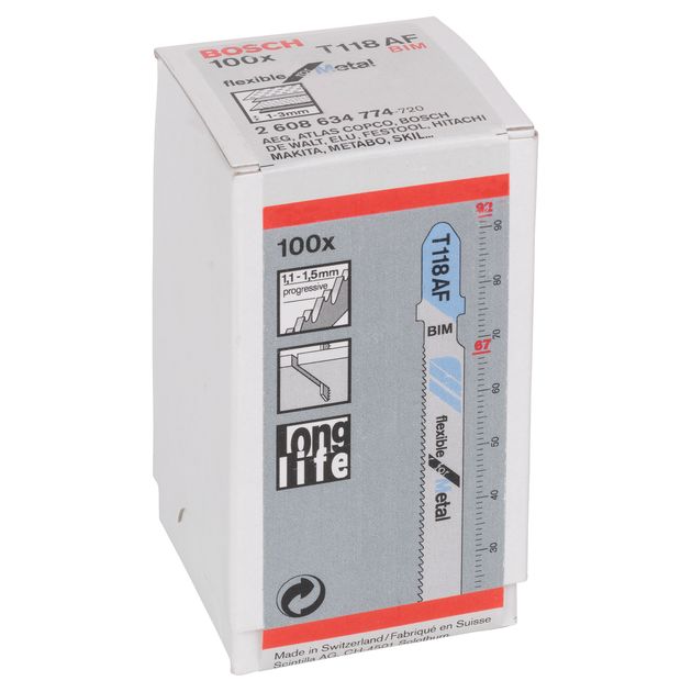Пильное полотно T 118 AF для лобзика по металлу 100 шт, BOSCH, фото , изображение 3 | SNABZHENIE.com.ua Пильное полотно T 118 AF для лобзика по металлу 100 шт, BOSCH, фото , изображение 3 | SNABZHENIE.com.ua