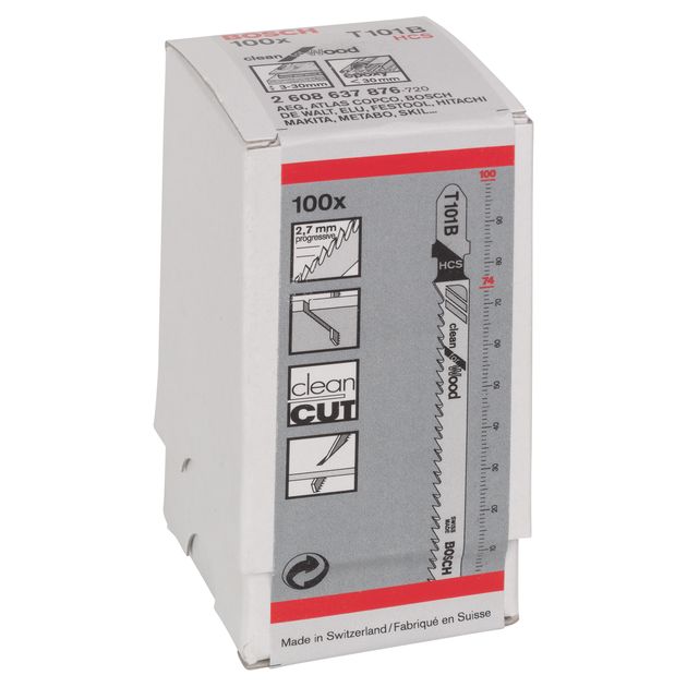 Пильное полотно T 101 B Clean для лобзика по дереву, 100 шт, BOSCH, фото , изображение 3 | SNABZHENIE.com.ua Пильное полотно T 101 B Clean для лобзика по дереву, 100 шт, BOSCH, фото , изображение 3 | SNABZHENIE.com.ua