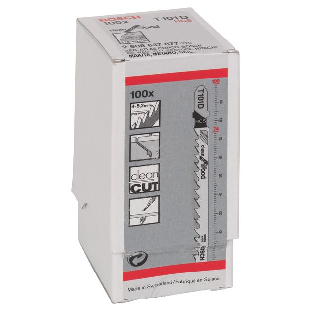 Пильне полотно для лобзика T 101 D Clean for Wood по дереву 100 шт, BOSCH (2608637877), фото , зображення 4 | SNABZHENIE.com.ua Пильне полотно для лобзика T 101 D Clean for Wood по дереву 100 шт, BOSCH (2608637877), фото , зображення 4 | SNABZHENIE.com.ua