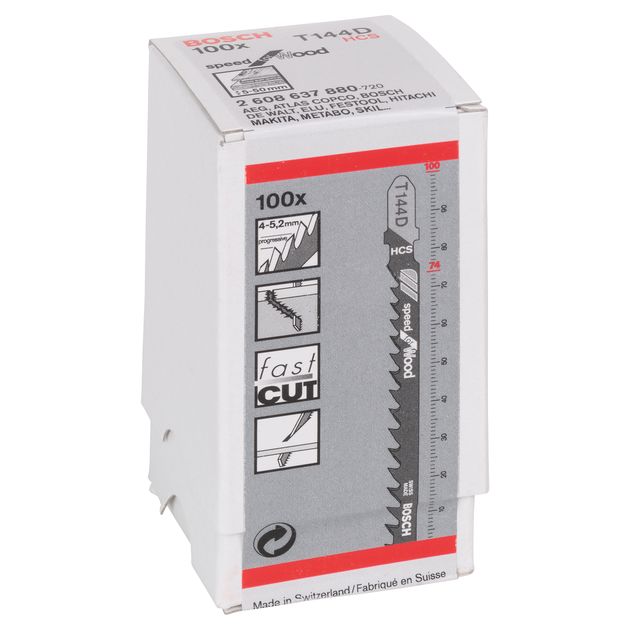 Пильне полотно для лобзика T 144 D Speed for Wood по дереву 100 шт, BOSCH (2608637880), фото , зображення 3 | SNABZHENIE.com.ua Пильне полотно для лобзика T 144 D Speed for Wood по дереву 100 шт, BOSCH (2608637880), фото , зображення 3 | SNABZHENIE.com.ua