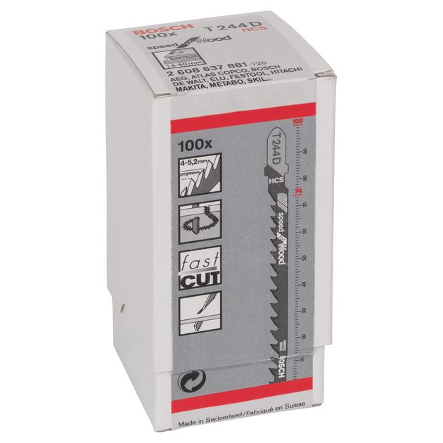 Пильне полотно для лобзика T 244 D Speed for Wood по дереву 100 шт, BOSCH (2608637881), фото , зображення 3 | SNABZHENIE.com.ua Пильне полотно для лобзика T 244 D Speed for Wood по дереву 100 шт, BOSCH (2608637881), фото , зображення 3 | SNABZHENIE.com.ua