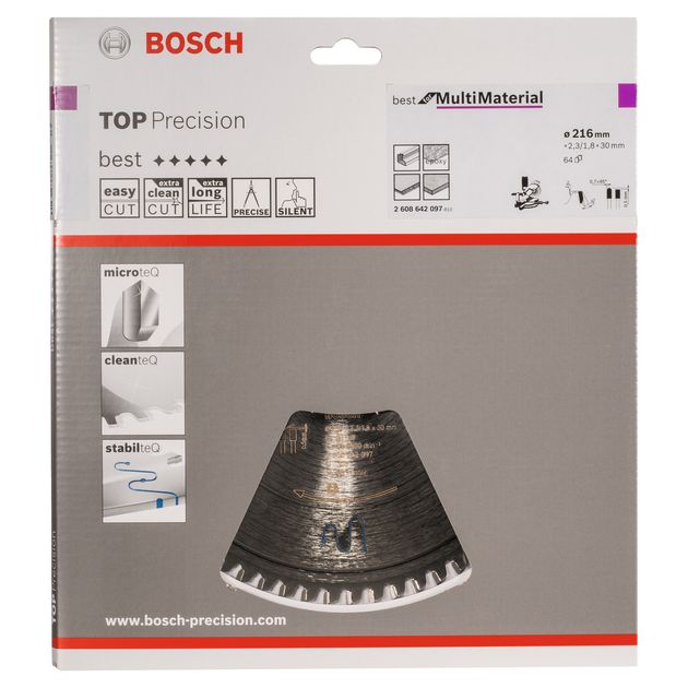 Пильный диск 216 x 30 мм, Z 64 для цветных металлов и древесины BOSCH, фото , изображение 4 | SNABZHENIE.com.ua Пильный диск 216 x 30 мм, Z 64 для цветных металлов и древесины BOSCH, фото , изображение 4 | SNABZHENIE.com.ua