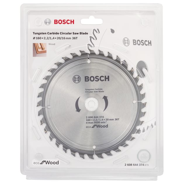 Пильний диск 160 x 20 мм (з кільцем 16 мм), 36 T по дереву ECO Wood BOSCH (2608644374), фото , зображення 3 | SNABZHENIE.com.ua Пильний диск 160 x 20 мм (з кільцем 16 мм), 36 T по дереву ECO Wood BOSCH (2608644374), фото , зображення 3 | SNABZHENIE.com.ua
