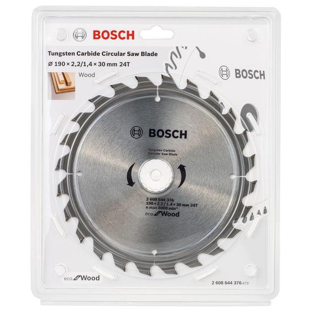 Пильный диск 190 x 30 мм, 24 зуба по дереву ECO Wood BOSCH, фото , изображение 3 | SNABZHENIE.com.ua
