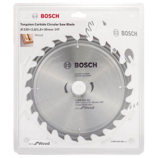 Пильний диск 230 x 30 мм, 24 T по дереву ECO Wood BOSCH (2608644381), фото , зображення 3 | SNABZHENIE.com.ua Пильний диск 230 x 30 мм, 24 T по дереву ECO Wood BOSCH (2608644381), фото , зображення 3 | SNABZHENIE.com.ua