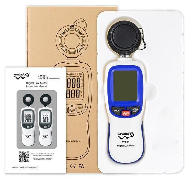 Цифровой люксметр + термометр Bluetooth WINTACT WT81B 200000 Lux, фото , изображение 6 | SNABZHENIE.com.ua Цифровой люксметр + термометр Bluetooth WINTACT WT81B 200000 Lux, фото , изображение 6 | SNABZHENIE.com.ua