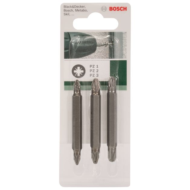 Набор отверток двойных, 3 шт. PZ1-PZ1; PZ2-PZ2; PZ3-PZ3, 60 мм BOSCH, фото , изображение 3 | SNABZHENIE.com.ua