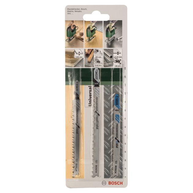 Набір полотен для лобзика, 3 шт., Progressor, T-образний хвостовик T 123 X; T 234 X; T 345 XF BOSCH (2609256743), фото , зображення 2 | SNABZHENIE.com.ua Набір полотен для лобзика, 3 шт., Progressor, T-образний хвостовик T 123 X; T 234 X; T 345 XF BOSCH (2609256743), фото , зображення 2 | SNABZHENIE.com.ua
