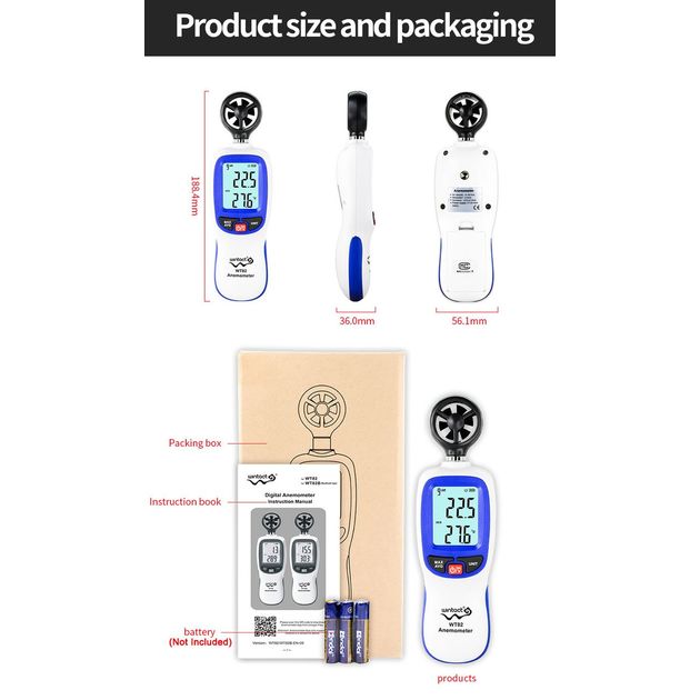 Анемометр крыльчатый Bluetooth WINTACT WT82B, 0,3-30 м/с, -10-45°C, фото , изображение 4 | SNABZHENIE.com.ua Анемометр крыльчатый Bluetooth WINTACT WT82B, 0,3-30 м/с, -10-45°C, фото , изображение 4 | SNABZHENIE.com.ua
