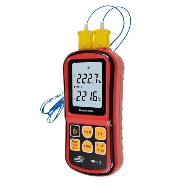 Цифровой термометр двухканальный BENETECH GM1312 -250-1767°C, фото  | SNABZHENIE.com.ua