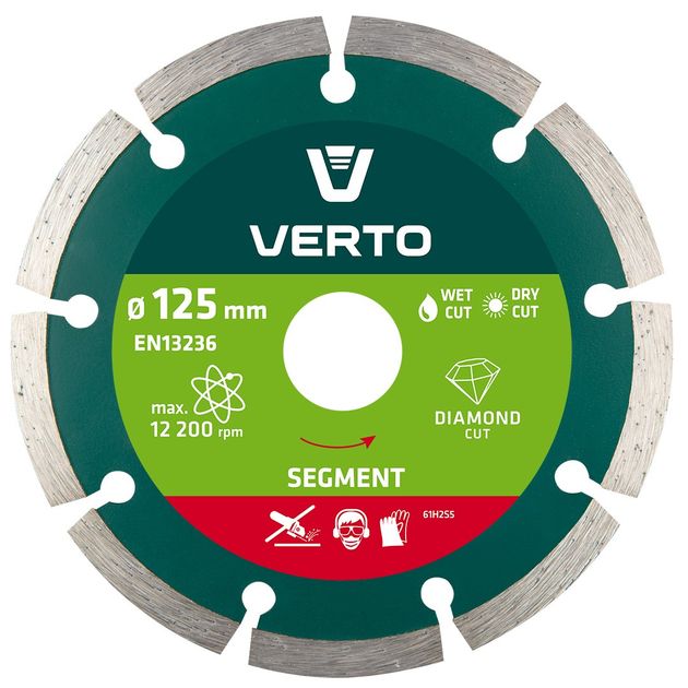 Алмазный сегментный диск VERTO 125x22.2мм (61H2S5), фото  | SNABZHENIE.com.ua