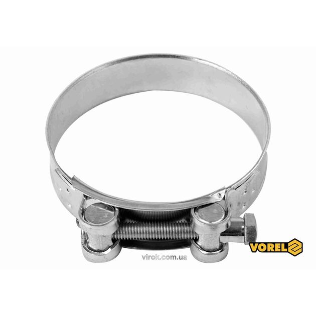 Хомут стальной с винтовым зажимом GBS W1 VOREL, Ø=98-103 мм, оцинкованный, фото  | SNABZHENIE.com.ua