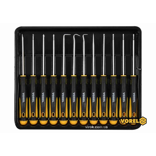 Набор прецизионных отверток и крючков VOREL, 12 шт, 165 мм, фото  | SNABZHENIE.com.ua