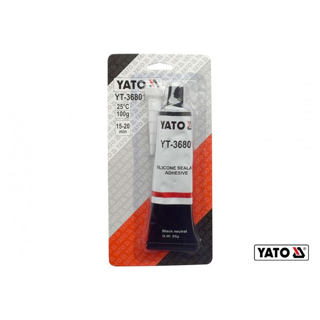 Силиконовый клей-герметик термо- и маслостойкий черный YATO 85 г, фото  | SNABZHENIE.com.ua